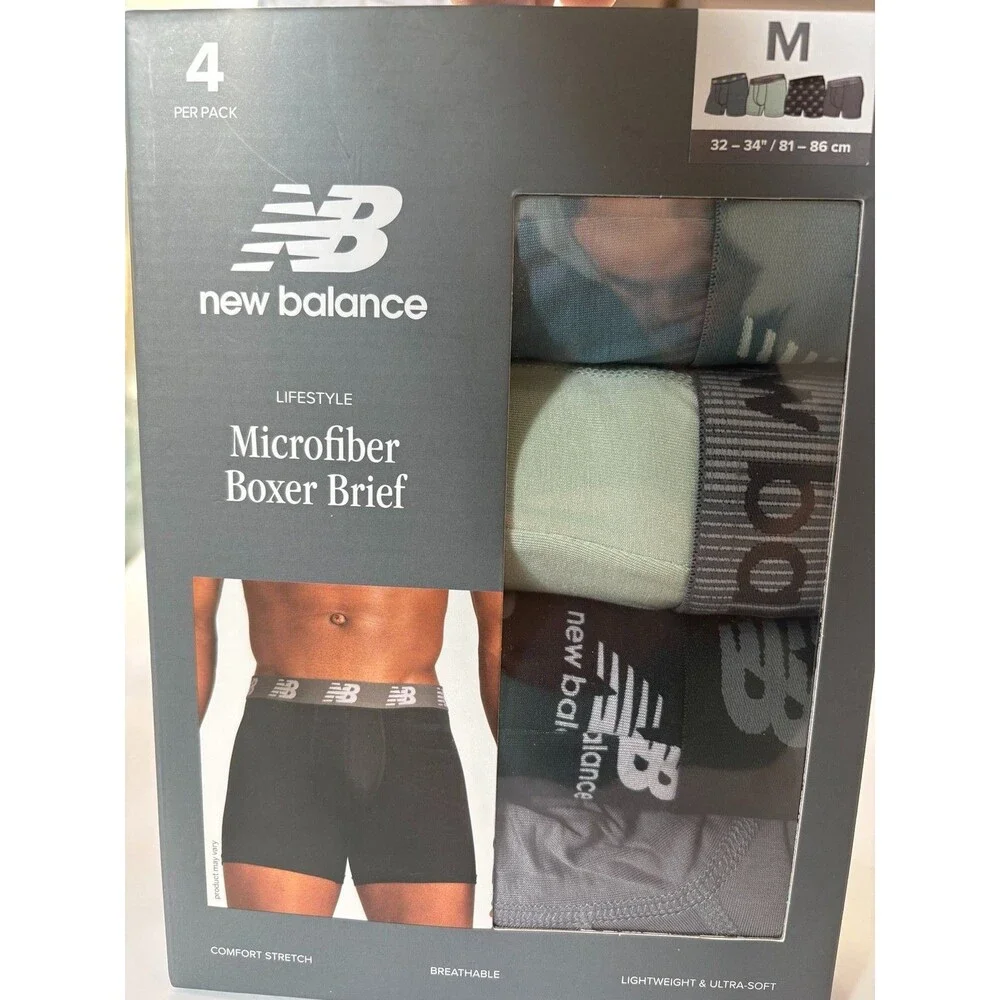 New Balance Microfiber Boxer Briefs 4 Pack Men M 32-34 NB3305-4